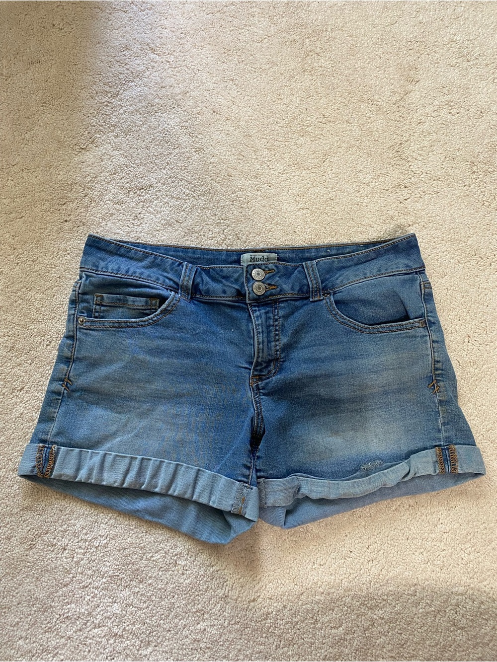 Mudd Medium Blue Rolled-Hem Denim Shorts